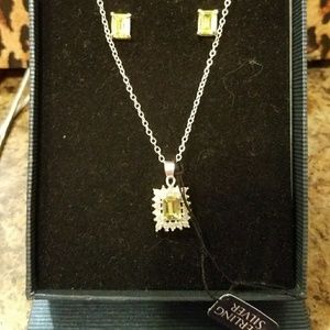 Sterling silver and CZ necklace and earring set